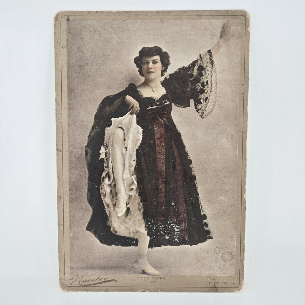 Newsboy Lola Yberri 1892 Cabinet Card #61 6x9 Tobacco Premium Vaudeville Dancer
